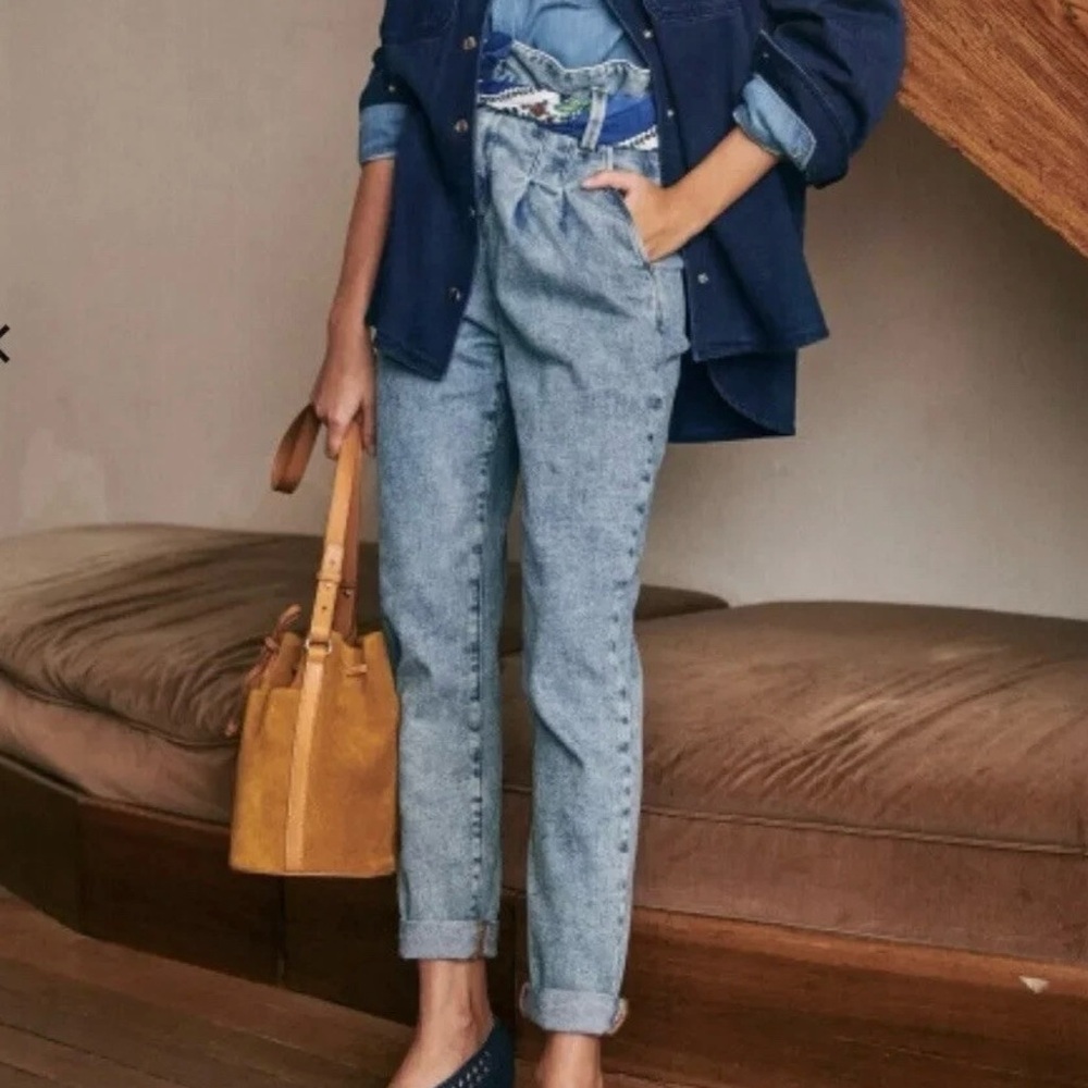 Sezane Austin Trousers in Bleached Blue‎ Denim Size 4